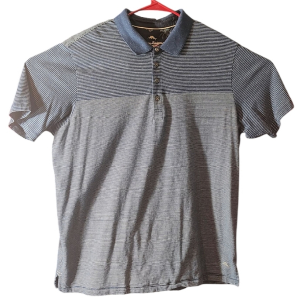 Tommy Bahama's Men's Blue Striped Polo Shirt